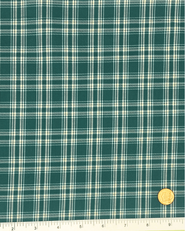 Yarn dyed plaid cotton shirting fabric by the yard with ruler for scale
