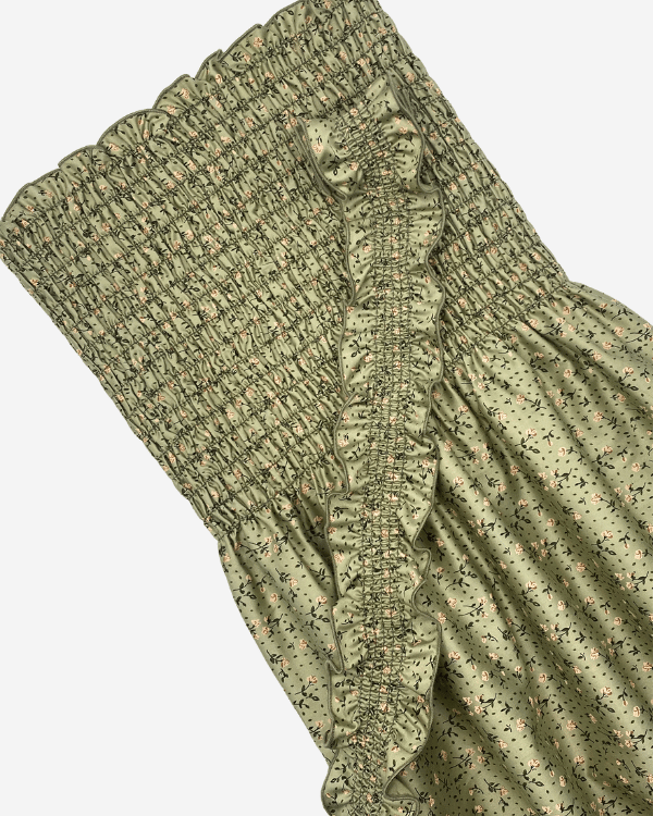Smocked fabric with ruffle strap