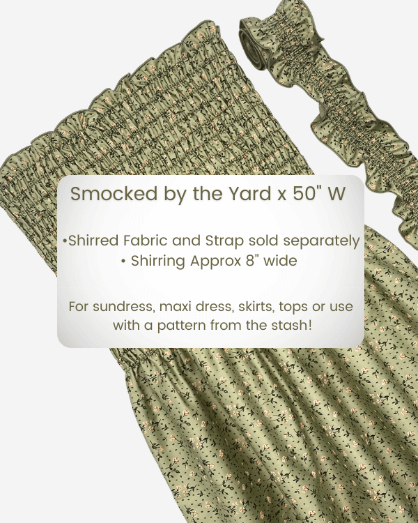Shirred cotton sateen for dresses and skirts