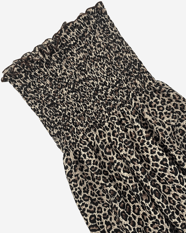 DIY-ready leopard fabric with elastic top panel – sold by the yard