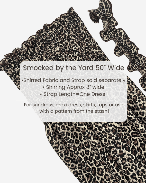 Shirred animal print fabric for dresses and tops – 50 inch wide