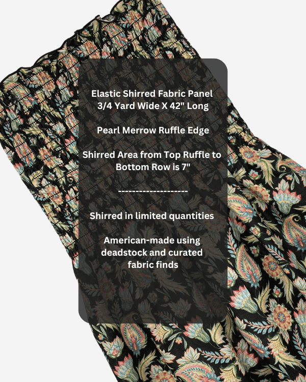 Shirred Black Paisley Linen Fabric – Easy Sew Tube Dress MaterialExplore the charm of our Black Pastel Paisley Shirred Linen! Perfect for effortless sewing projects like tube dresses, skirts, or tops. This smocked multicolor fabric makes crafting stylish