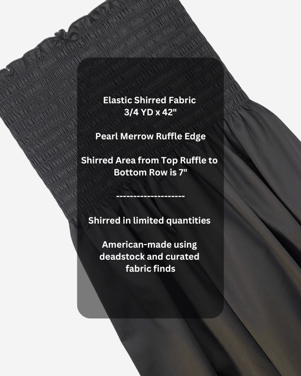 Smocked Shirred Fabric in Black Cotton Sateen | 3/4 Yd x 42"Threadymade$7.5$28.0