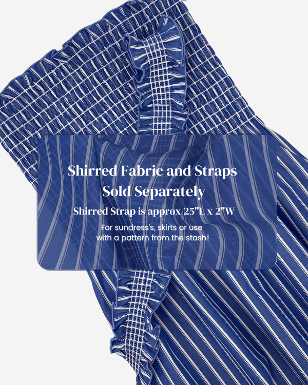Girls Smocked Shirred Fabric in Blue White Stripe | 100% Cotton | 3/4 Yd x 30”