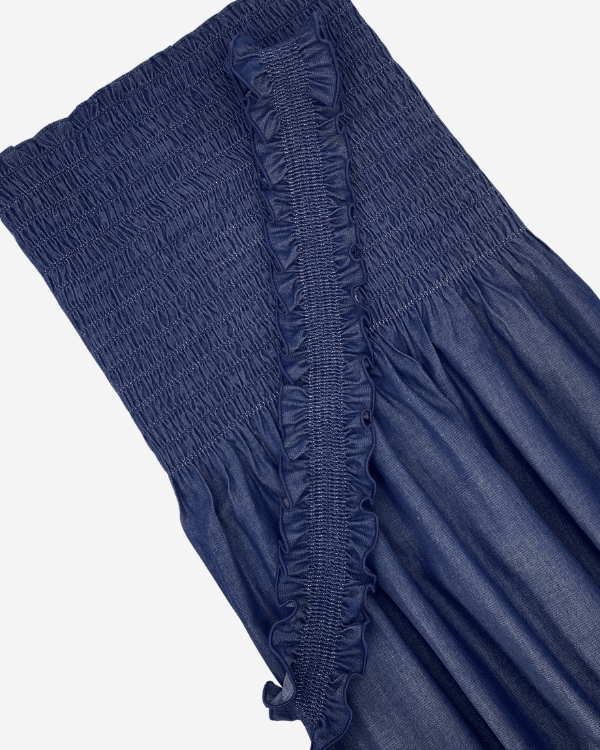 Smocked Shirred Fabric in Dark Blue Chambray | 3/4 Yd x 42"Threadymade$7.5$28.0