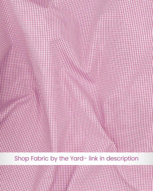 Pink and white Minin Gingham Fabric available by the Yard