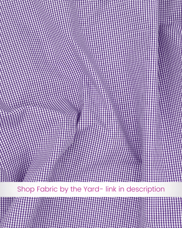 Purple Mini Gingham Cotton Fabric by the yard