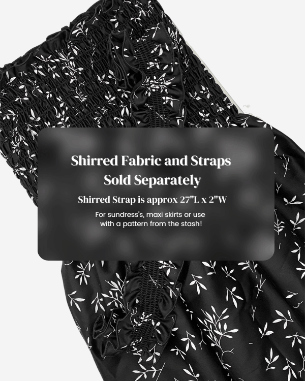 Smocked Shirred Fabric | Black White Scattered Floral Fabric  | 42” L