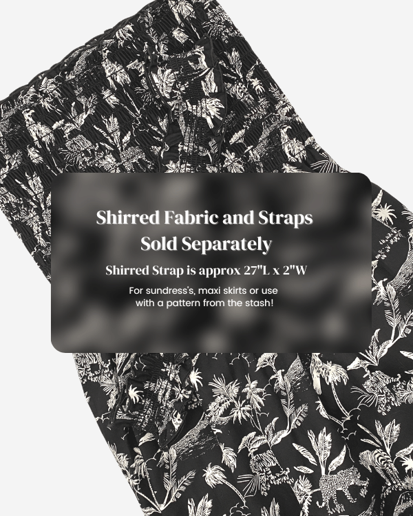 Smocked Shirred Fabric | Black White Cotton Safari Animal Print | 42”L