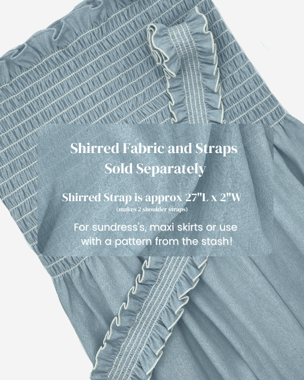 Smocked Shirred Fabric and Straps | Cotton Bleach Chambray