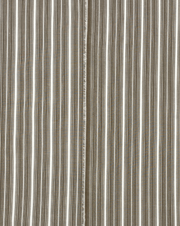 Textured Brown White Cotton Stripe Fabric 58"W