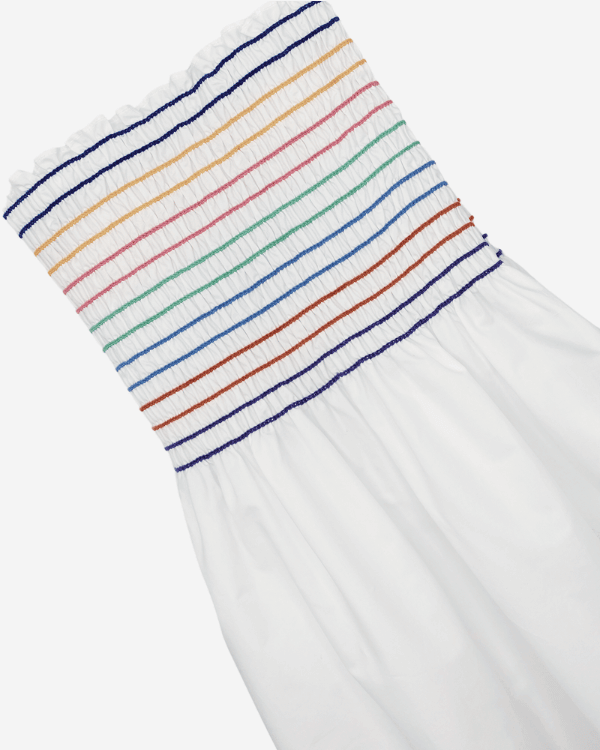 White Rainbow Smocked Shirred Fabric by the Yard  | 42” Long