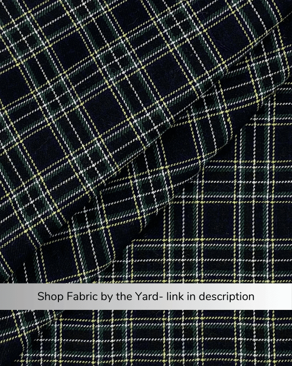 Black plaid cotton fabric flatlay – sold by the yard