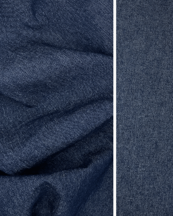6.5 oz Dark Blue Washed Indigo Cotton Denim Fabric 58W