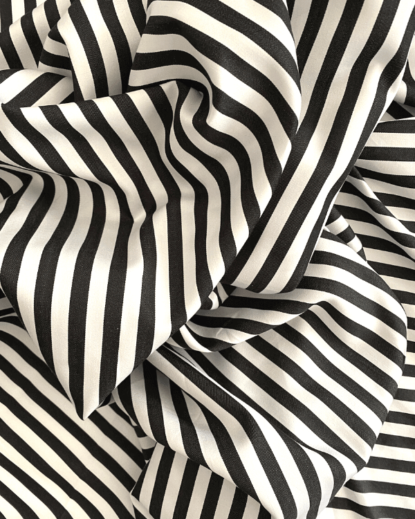 Black White Cotton Sateen Stripe Fabric