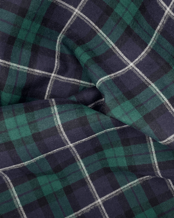Black Watch Plaid Fabric | Navy Green Tartan | Brushed Cotton Twill
