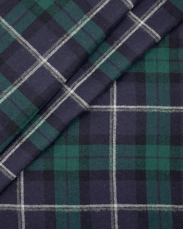 Black Watch Plaid Fabric | Navy Green Tartan | Brushed Cotton Twill