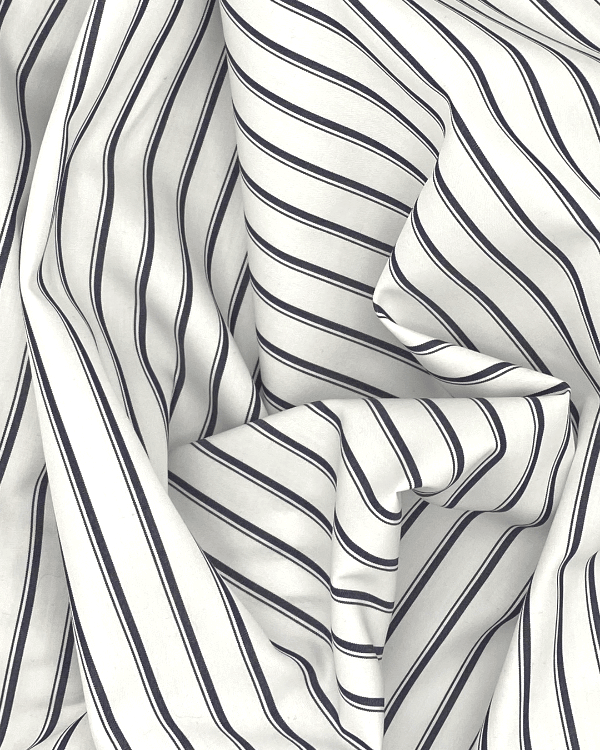 Clean Crisp Black Stripe Fabric | Cotton Shirting