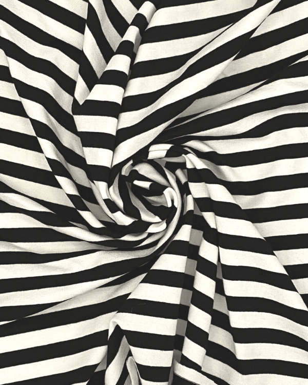 Black White Stretch Rayon Jersey Striped Knit Fabric