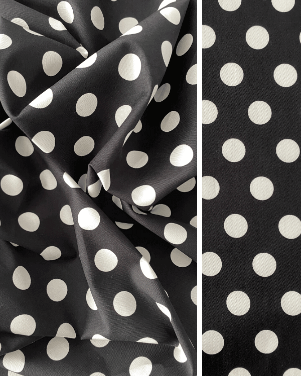 Black and White Polka Dot Fabric Printed on Italian Cotton Stretch