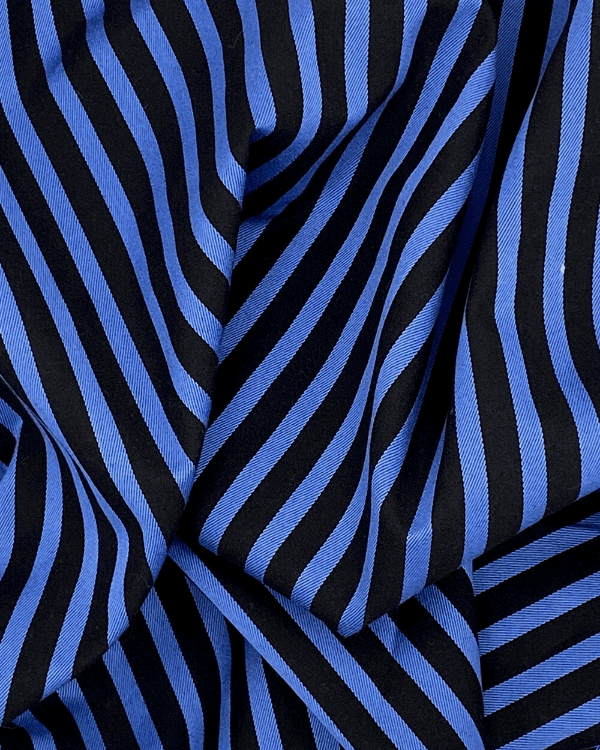 Royal Blue and Black Bengal Stripe Cotton Fabric