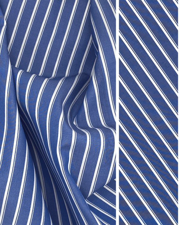 Classic Chic Blue Stripe Fabric | Deadstock Cotton Shirting