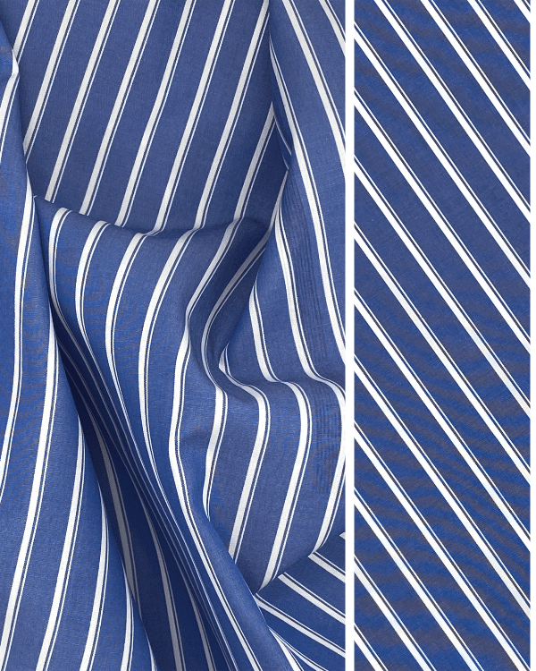 Classic Chic Blue Stripe Fabric | Cotton Shirting