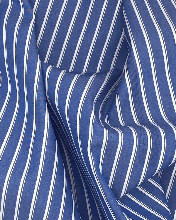 Classic Chic Blue Stripe Fabric | Cotton Shirting