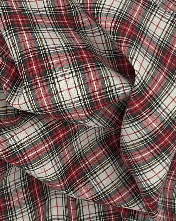 Dress Stewart Tartan Plaid Fabric | White Red Check Cotton Shirting Dress Stewart Tartan Plaid Fabric | White Red Check Cotton Shirting