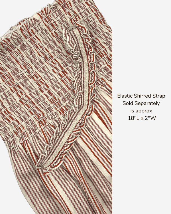 Fabric Shirred by the Yard | Burnt Orange Beige Stripe | 42"L