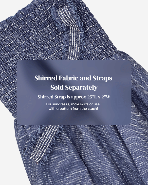 Fabric Shirred by the Yard | Indigo Chambray Cotton Pin Dot Fabric | 42"L