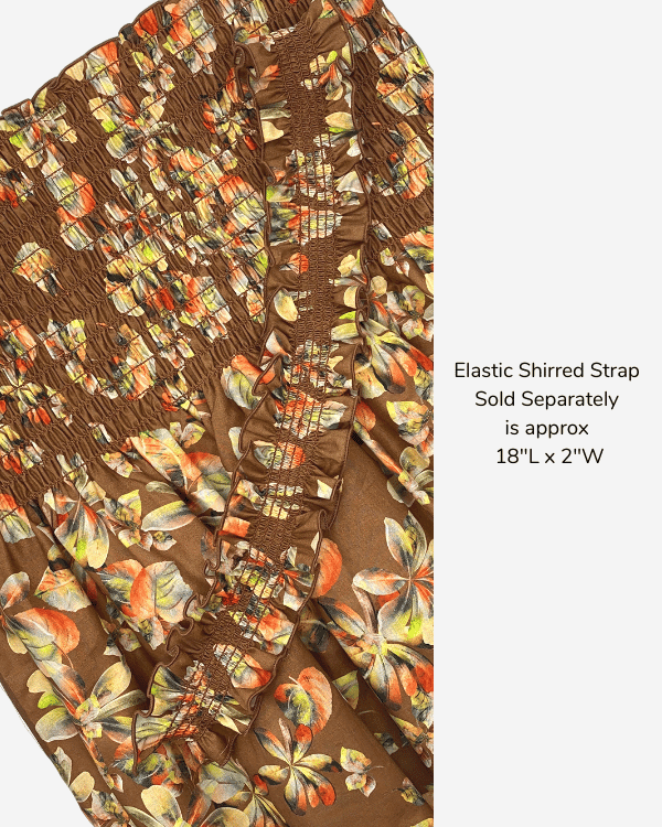 Fabric Shirred by the Yard | Multicolor Caramel Brown Yellow Floral Fabric | 42"L