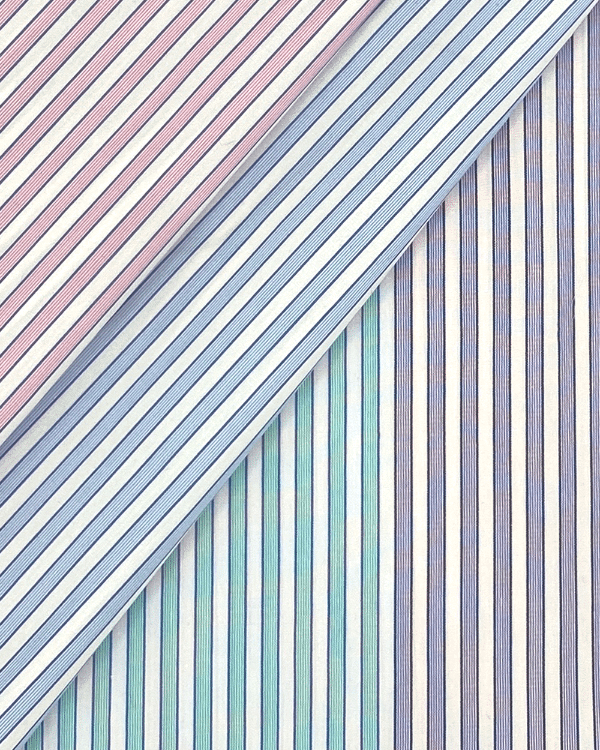 Pastel Rainbow Stripe Cotton Fabric with Blue Pink Mint and Lilac