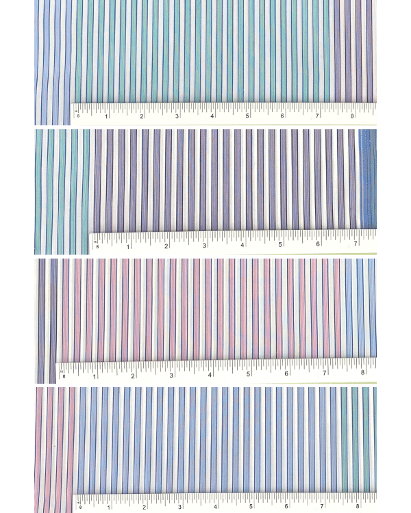 Pastel Rainbow Stripe Cotton Fabric with Blue Pink Mint and Lilac
