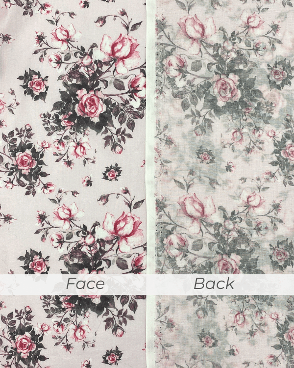 Pink Gray Red Roses Floral Fabric | Cotton Lawn