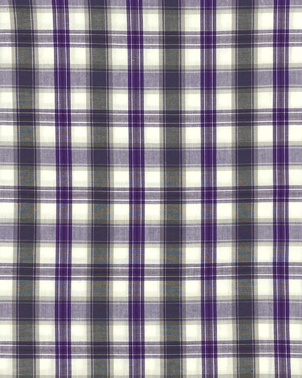 Purple White Grey Plaid Cotton Fabric