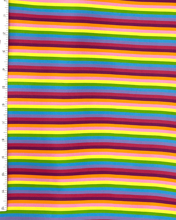 Satin Rainbow Striped Fabric | Multicolor Polyester Nylon 82W