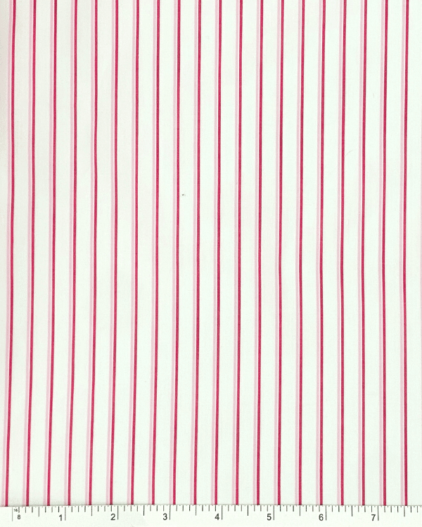 Red White Pink Stripe Fabric | Yard Dye Cotton Shirting