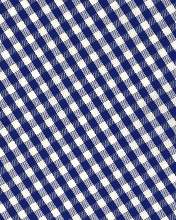 Royal Blue Gingham Check Fabric in Textured Cotton Dobby