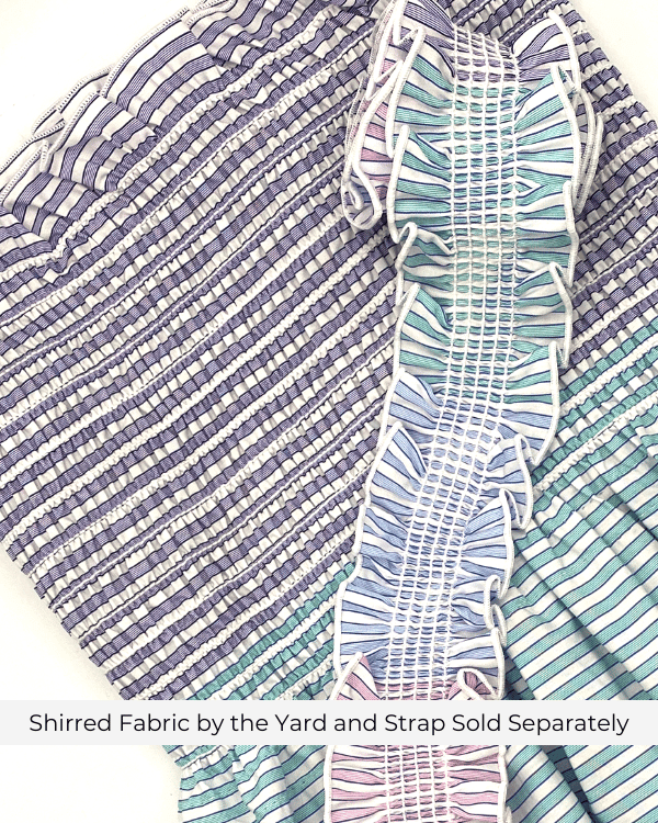 Shirred Fabric by the Yard  | Pastel Rainbow Cotton Stripe | 42"L
