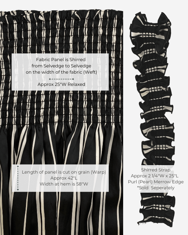 Smocked Shirred Fabric and Straps | Black White Stripe