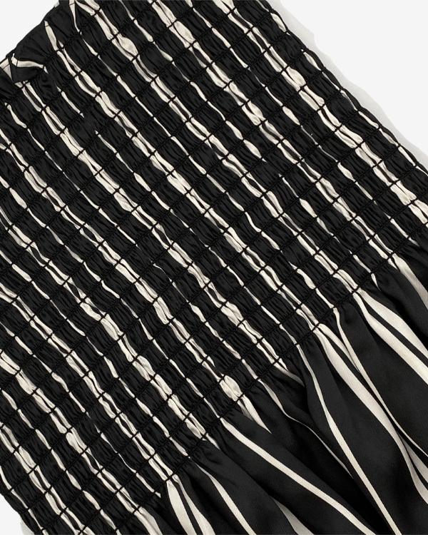 Smocked Shirred Fabric and Straps | Black White Stripe