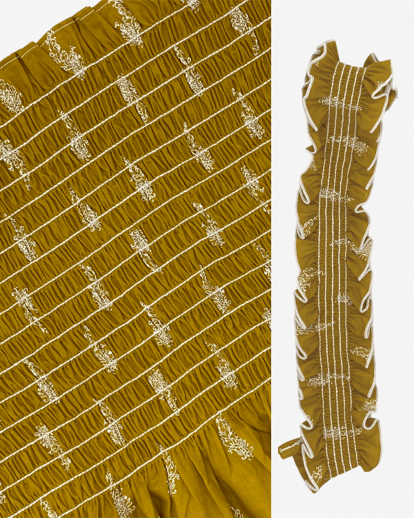Smocked Shirred Fabric and Straps | Dijon Yellow Paisley