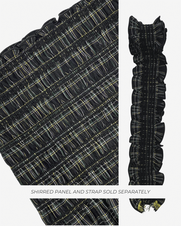 Smocked Shirred Fabric and Straps | Black White Plaid