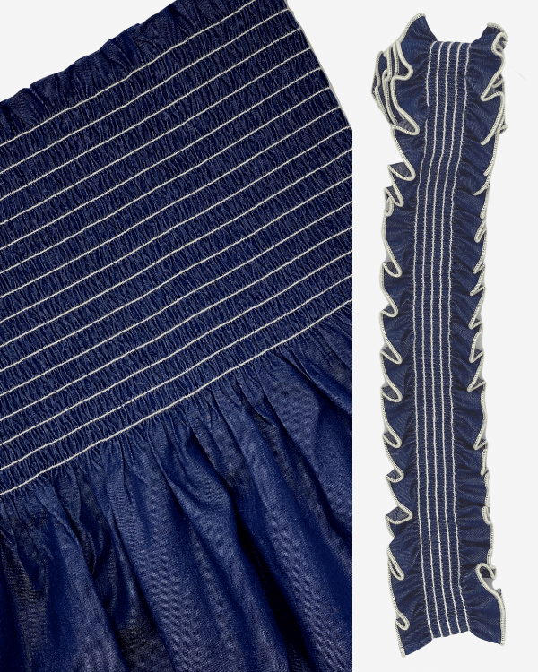 Smocked Shirred Fabric and Straps | Denim Chambray