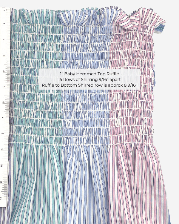 Smocked Shirred Fabric and Straps | Pastel Rainbow Stripe