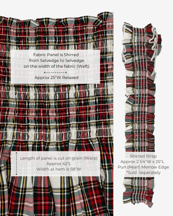 Smocked Shirred Fabric and Straps | Red Tartan Plaid
