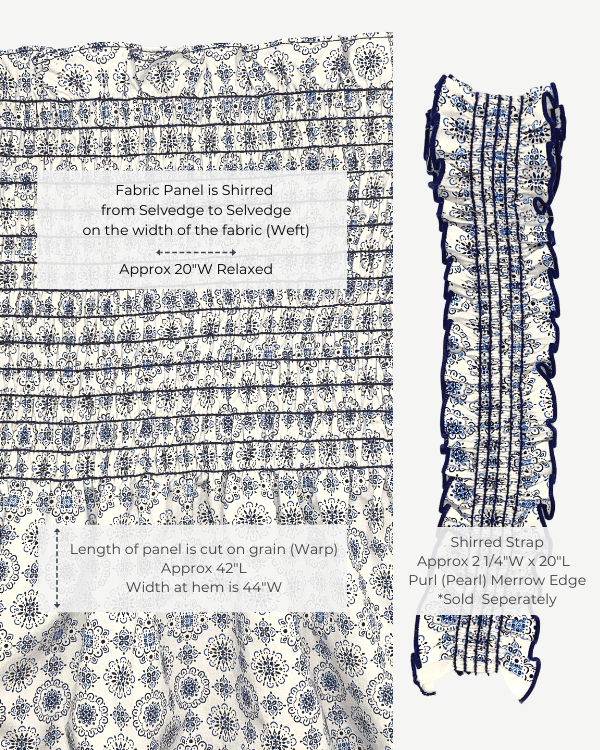 Smocked Shirred Fabric and Straps | White Blue Bandana Print