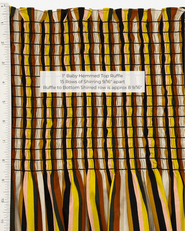Smocked Shirred Fabric and Straps | Yellow Brown Multi Stripe