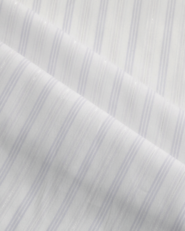Soft Purple Stripe Fabric with Silver Metallic | Cotton Lurex